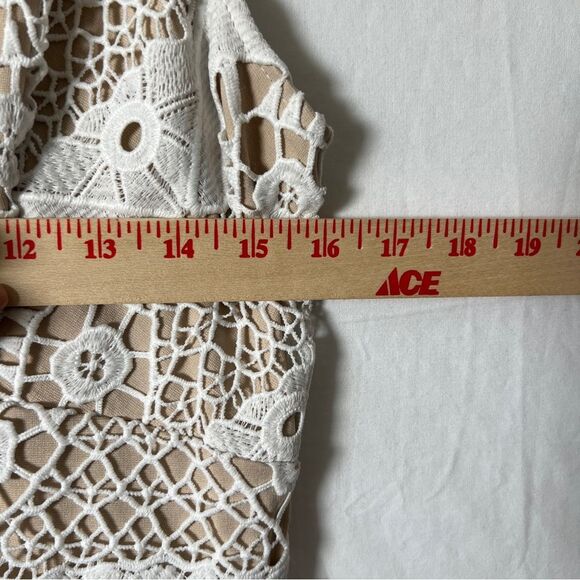 Lulus Cream Crochet Lace Wedding Date Romantic night Vacation Dress Size XL - Picture 9 of 12